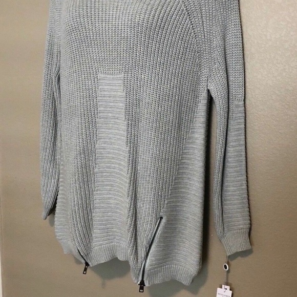 NWT Modamix Women's Gray Scoop Neck Zip Front Long Sleeve Sweater Plus Sizes - Picture 5 of 16